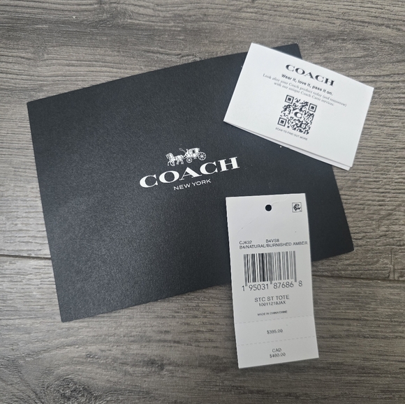 Coach Structured Straw Large Basket Tote Natural/Burnished Amber Cottagecore - Picture 15 of 15